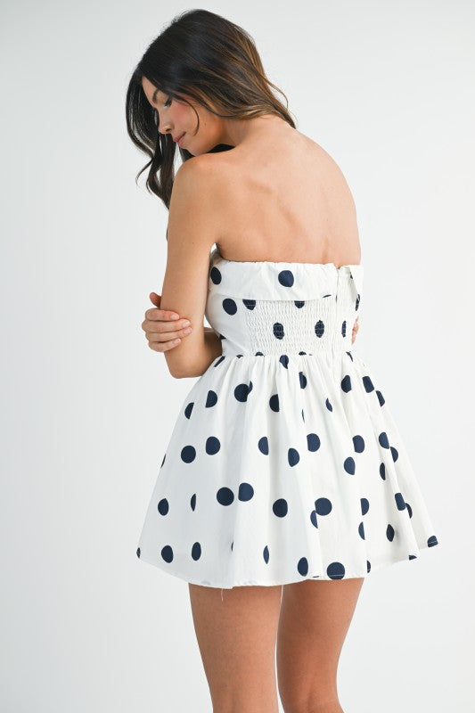 STRAPLESS POLKA DOT ROMPER