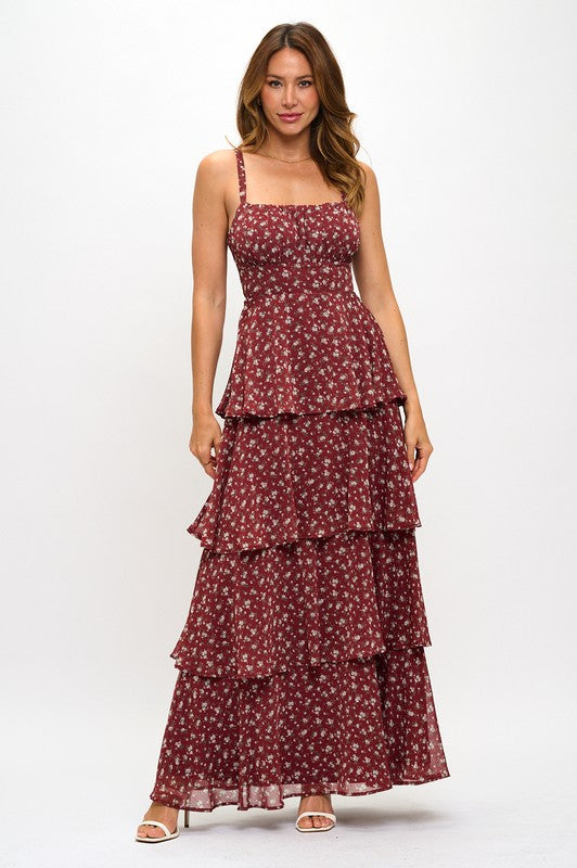 FLORAL TIERED MAXI DRESS