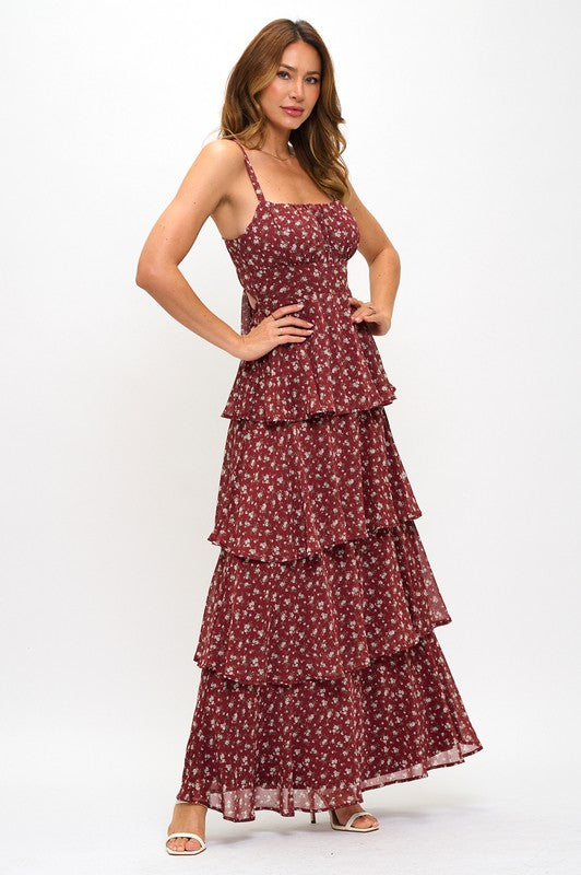 FLORAL TIERED MAXI DRESS