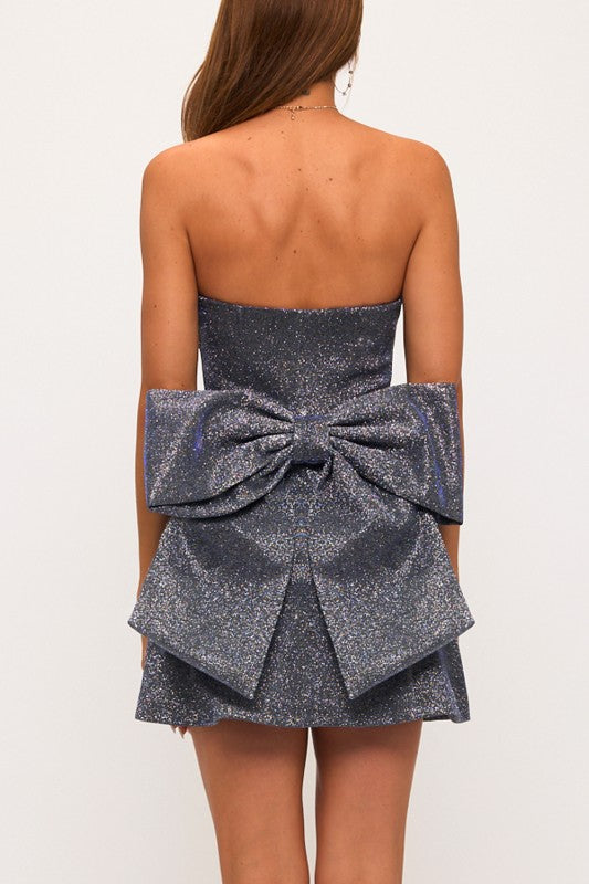 GLITTER BACK BOW DRESS