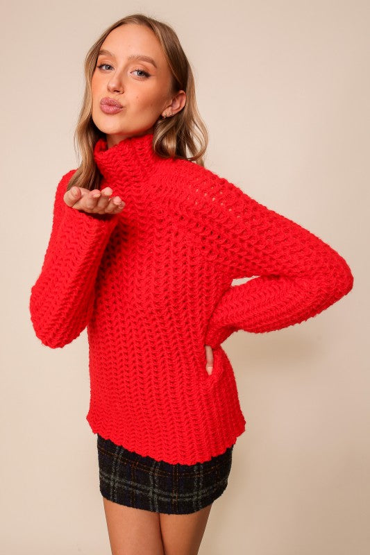 CHUNKY MOCK NECK SWEATER