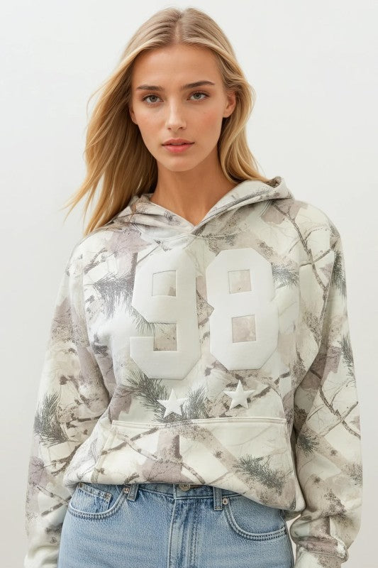 FLEECE CAMO RELAXED FIT PULLOVER HOODIE 98 PRINT