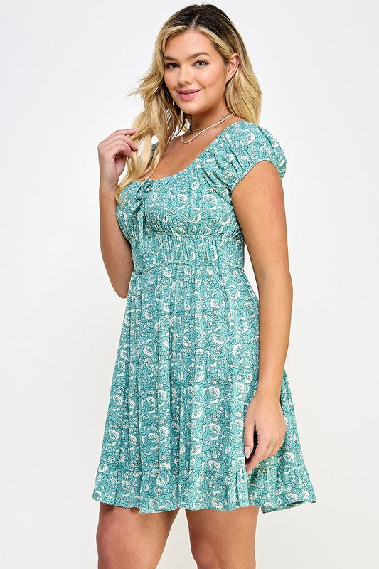 PAISLEY PRINT CRINKLE DRESS