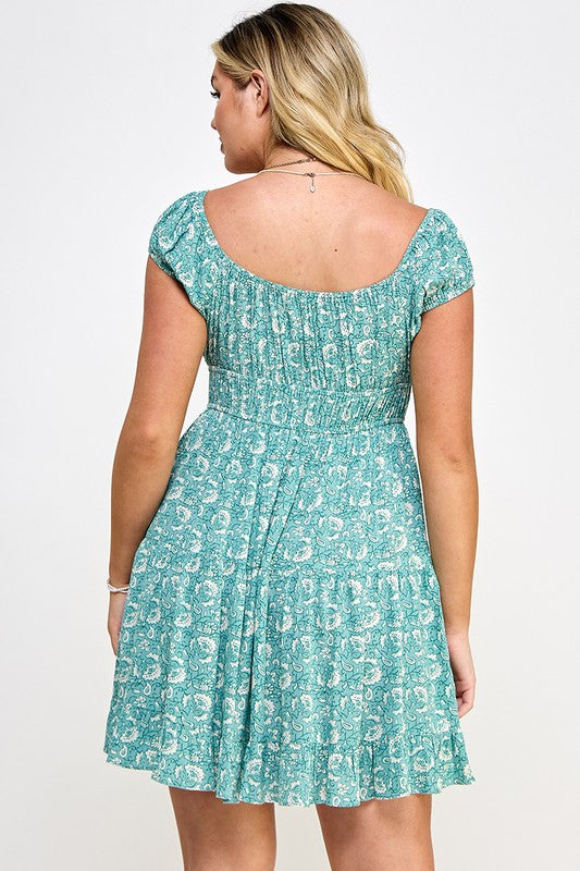 PAISLEY PRINT CRINKLE DRESS