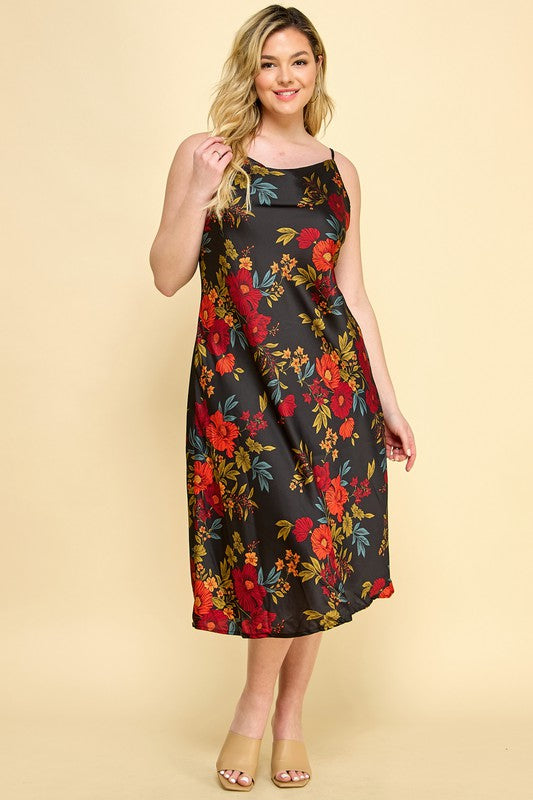 PLUS FLORAL MIDI DRESS