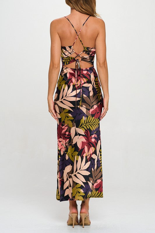 FLORAL OPEN BACK MIDI DRESS