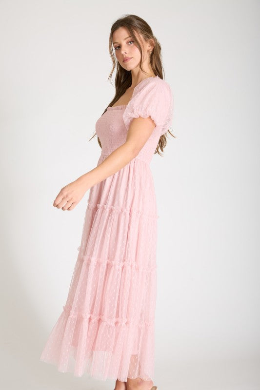 POLKA DOT TULLE MIDI DRESS