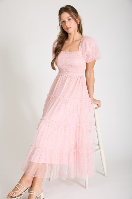 POLKA DOT TULLE MIDI DRESS
