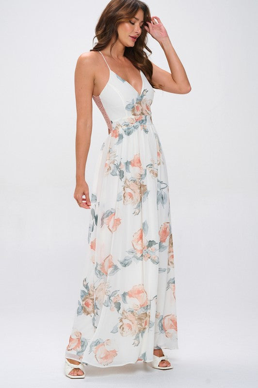 FLORAL LACE HIGH MAXI DRESS