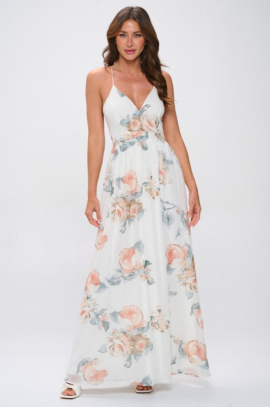FLORAL LACE HIGH MAXI DRESS
