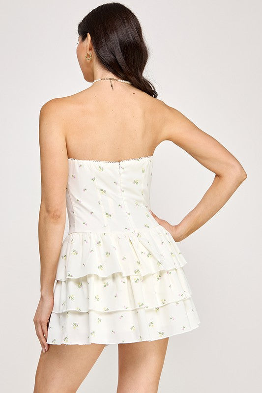 STRAPLESS FLORAL DRESS