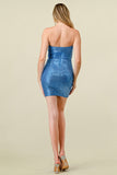 SEQUIN STRAPLESS BUSTIER MINI DRESS