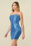 SEQUIN STRAPLESS BUSTIER MINI DRESS