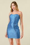 SEQUIN STRAPLESS BUSTIER MINI DRESS