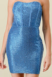 SEQUIN STRAPLESS BUSTIER MINI DRESS