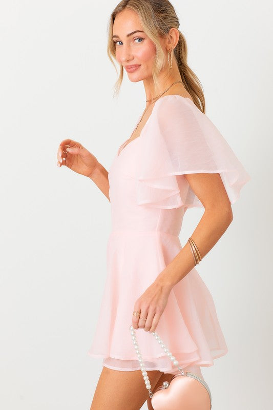 BUBBLE SHORT SLEEVE ROMPER DRESS