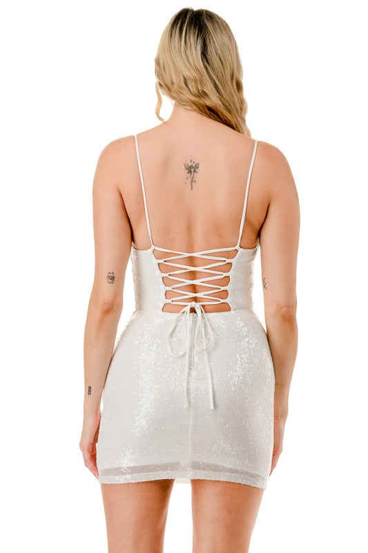 SEQUIN CORSET MINI DRESS