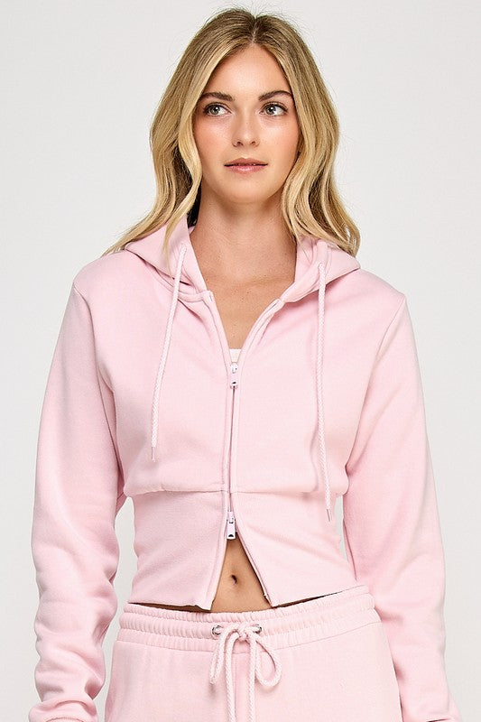 FLEECE TWO WAY ZIPPER HOODIE