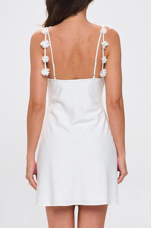 FLORAL STRAP COWL MINI DRESS