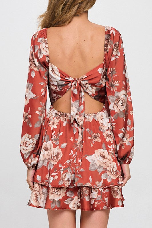 LONG SLEEVE FLORAL MINI DRESS