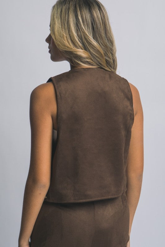 STUDDED WESTERN FAUX SUEDE VEST