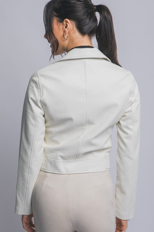 FAUX LEATHER ASYMMETRICAL ZIPPER JACKET