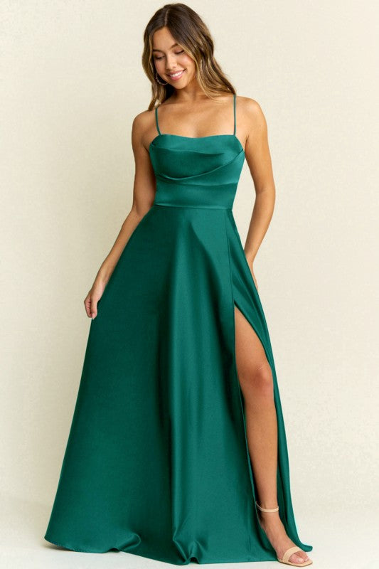 COWL NECK WITH OPEN BACK FLOWY MAXI DRESS