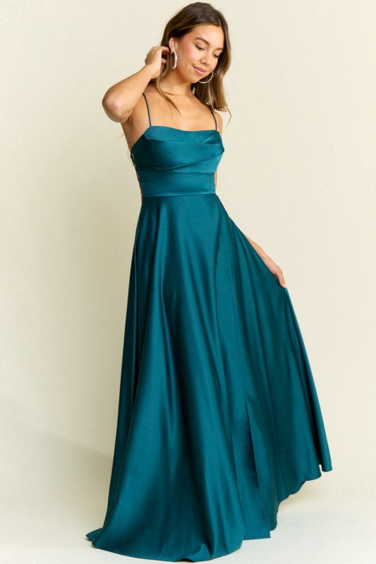 COWL NECK WITH OPEN BACK FLOWY MAXI DRESS