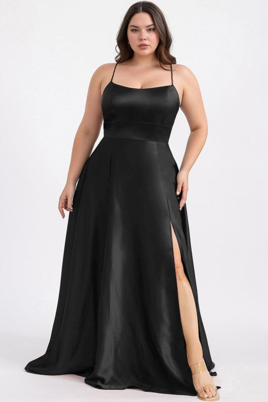 STUNNING SATIN ALINE GOWN - PLUS SIZE