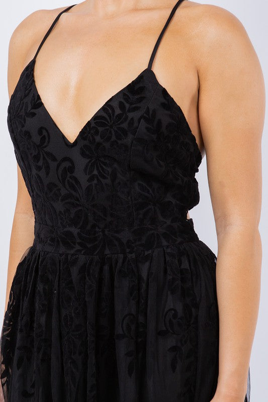 VINTAGE FLORAL VELVET MAXI GOWN