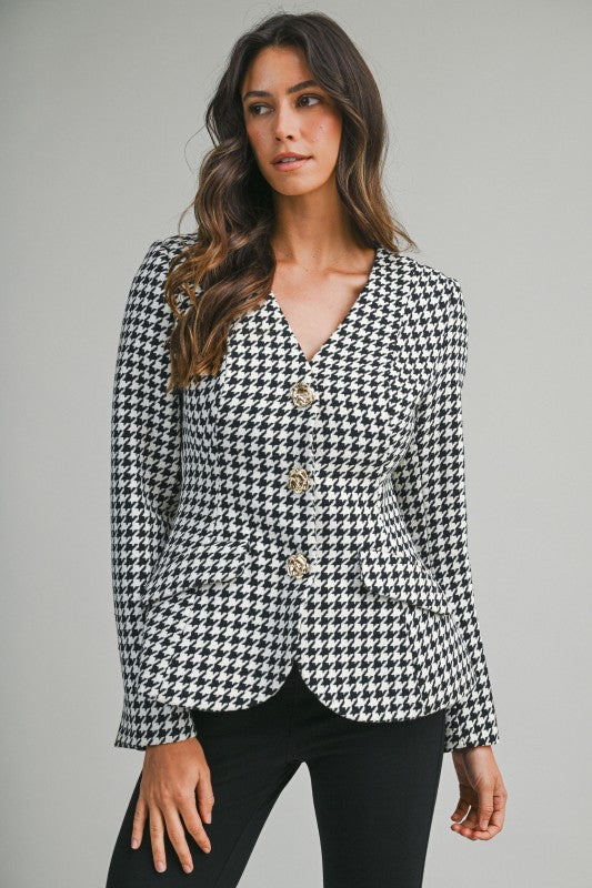 TIMELESS HOUNDSTOOTH STATEMENT BLAZER