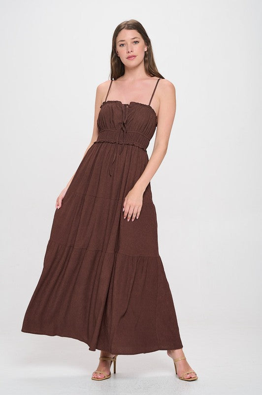 SMOCKED MIDI DRESS
