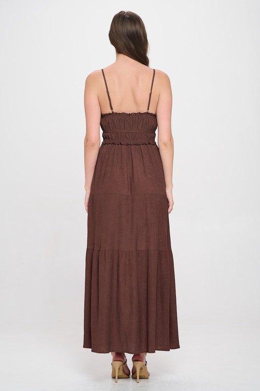 SMOCKED MIDI DRESS