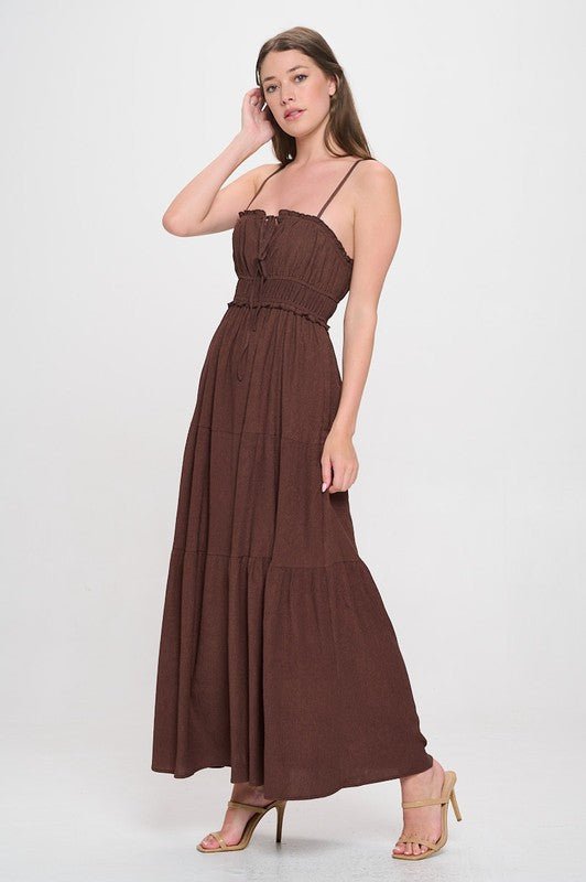 SMOCKED MIDI DRESS