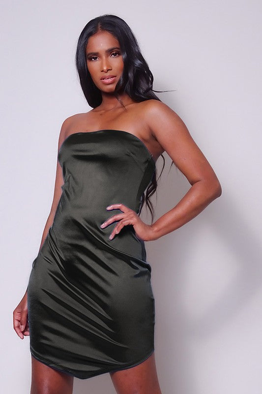 SATIN SCARF MINI DRESS