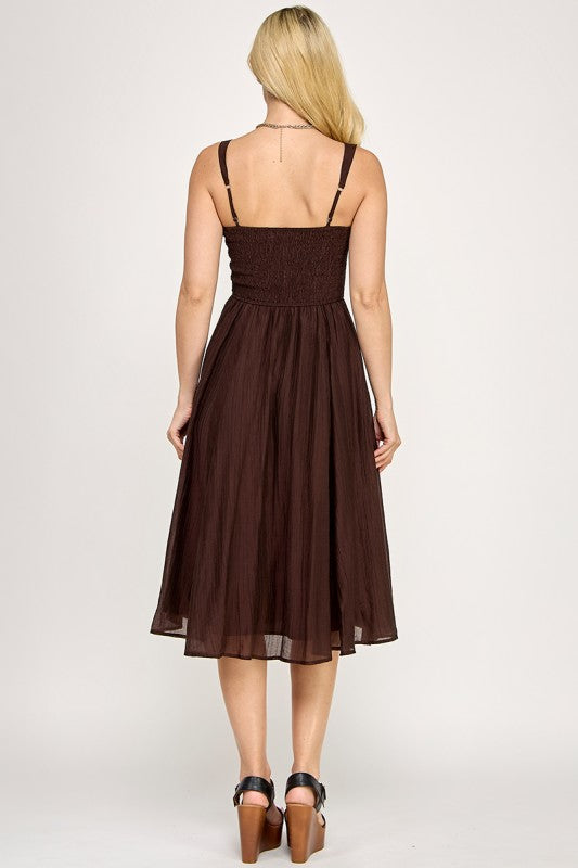 SQUARE NECK MIDI DRESS