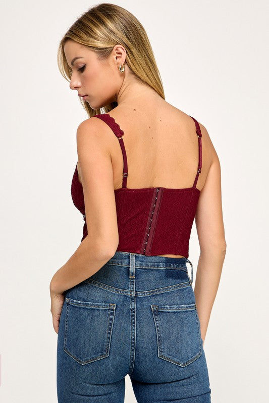 LACE TRIMMED CORSET TOP
