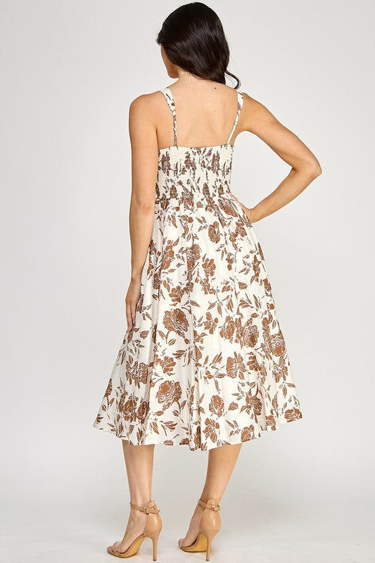 ROSE PRINT MIDI WITH POCKETS