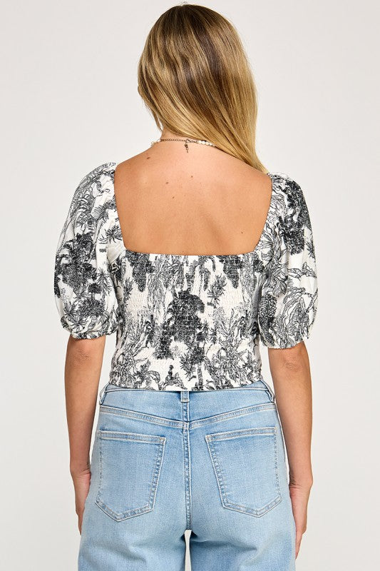 FLORAL PUFF SLEEVE TOP