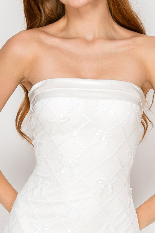 SEQUIN TIE BACK CORSET MINI DRESS