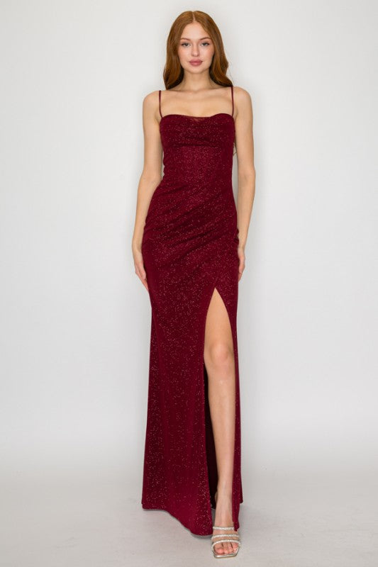 GLITTER CORSET MAXI GOWN