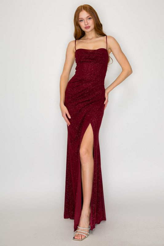 GLITTER CORSET MAXI GOWN