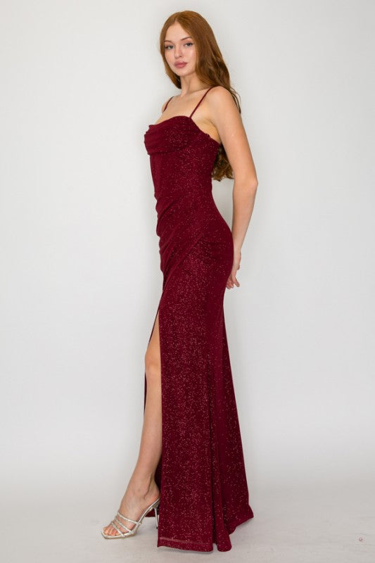 GLITTER CORSET MAXI GOWN