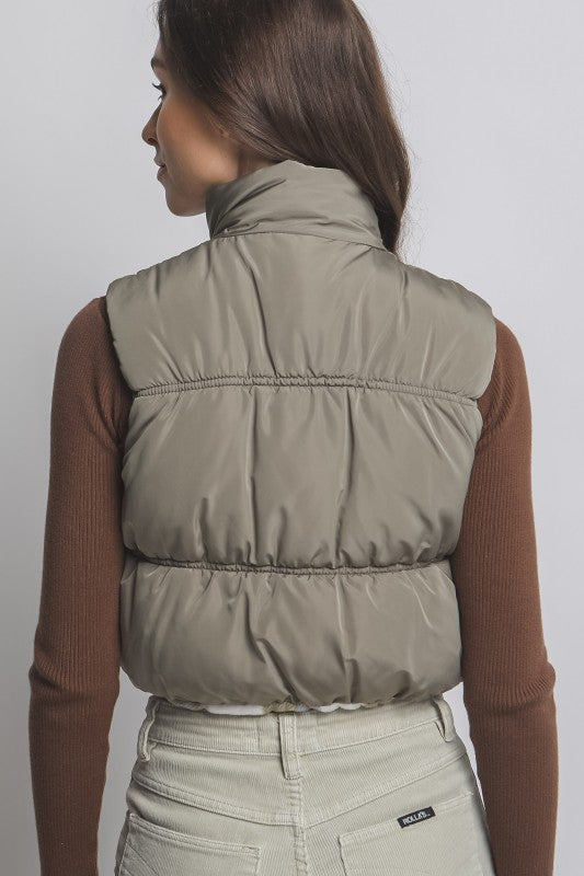 REVERSIBLE PLAID PUFFY VEST