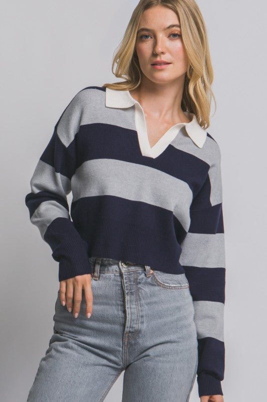 POLO STRIPED COLLARED TOP