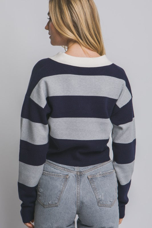 POLO STRIPED COLLARED TOP