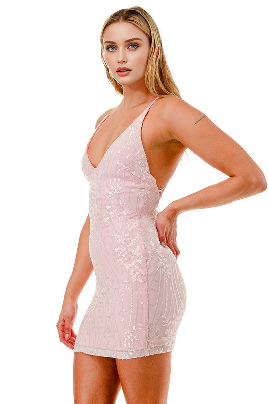 FLORAL SEQUIN MINI DRESS
