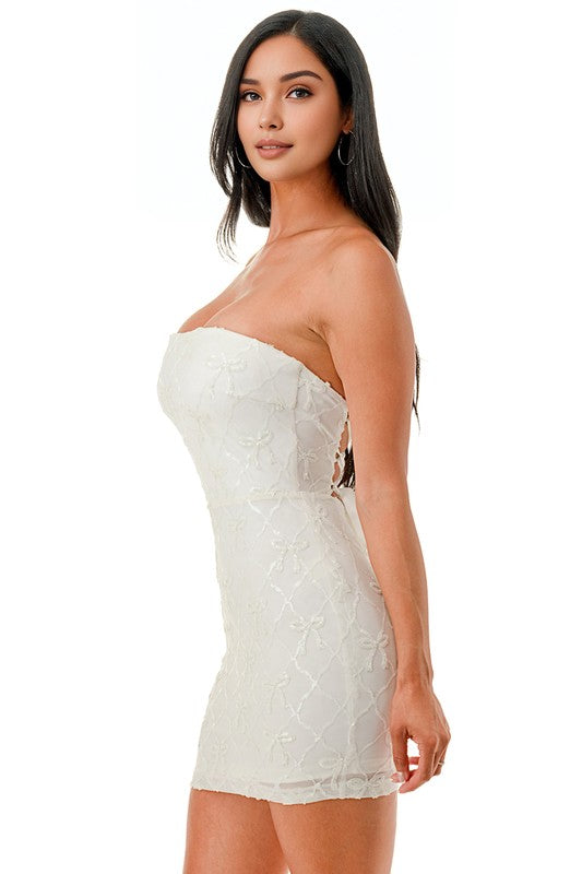 SEQUIN STRAPLESS DRESS