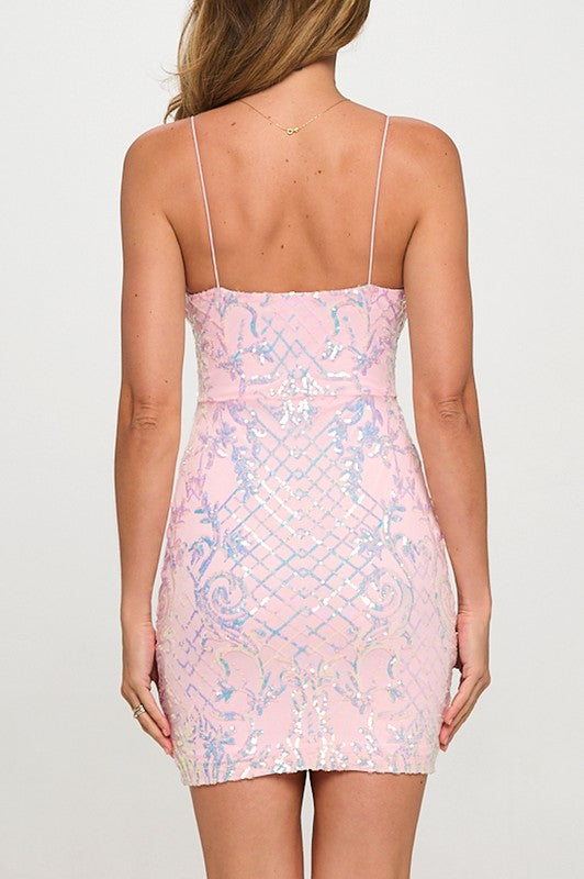 SEQUIN VNECK BODYCON DRESS
