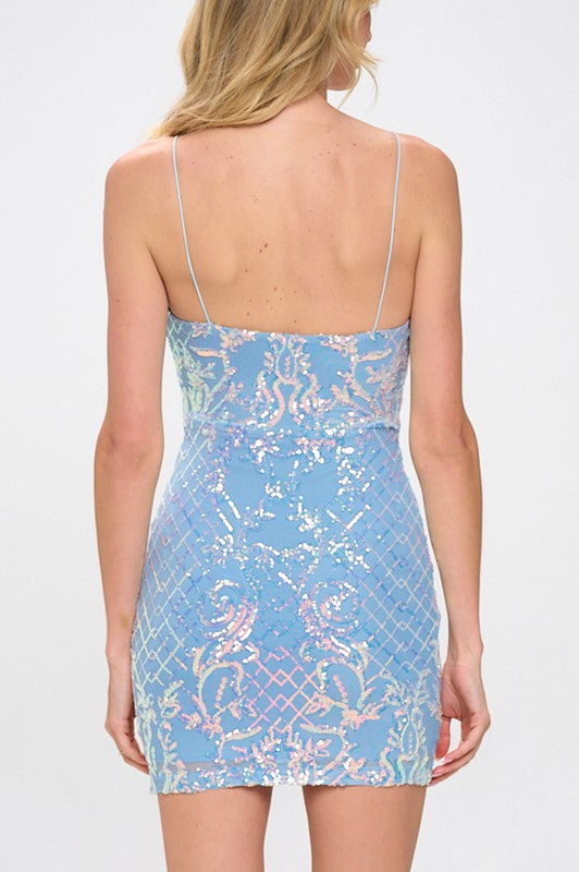 SEQUIN VNECK BODYCON DRESS